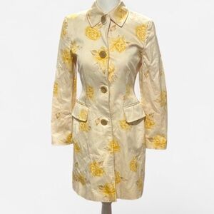 Banana Republic Yellow Cream Blazer with Floral Pattern